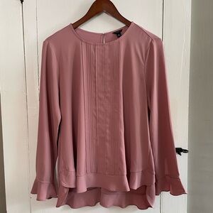 Ann Taylor Elegant Pink Blouse with Lettuce Ruffle Hem Size LP